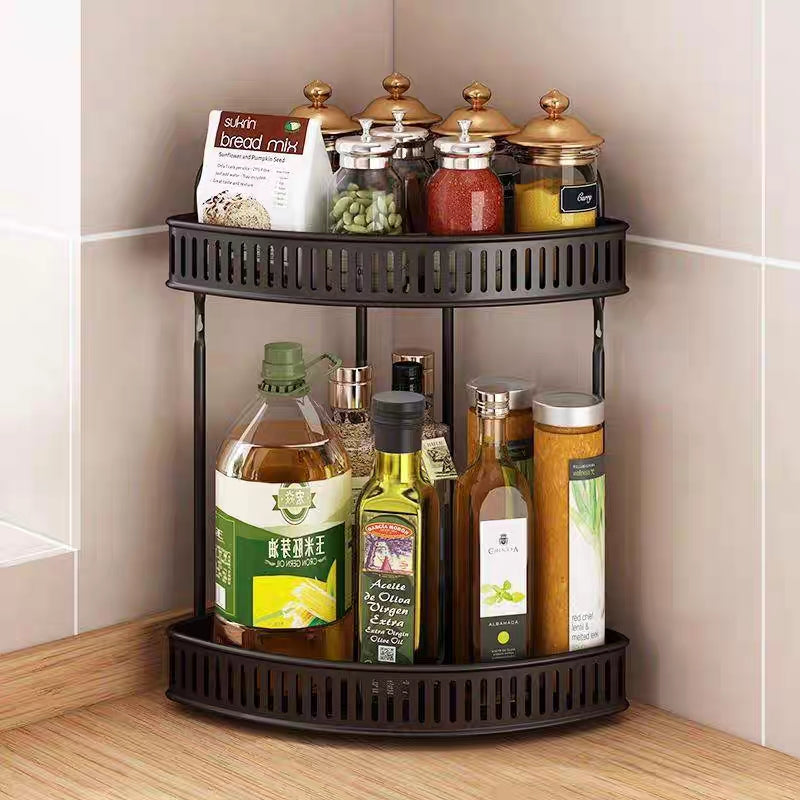 New Design Wrought Iron Triangle Shelf – Double/Triple Layer Storage Rack
