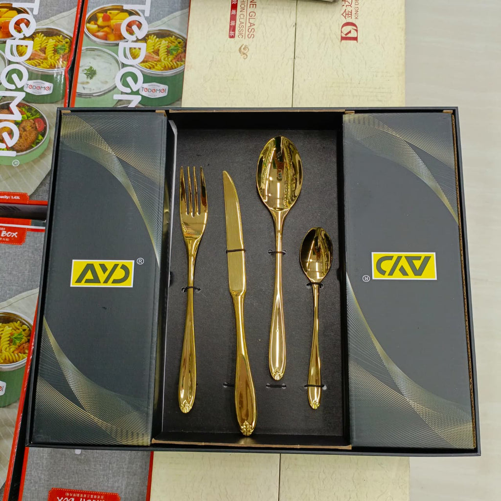 Asian Restaurant Wedding Cutlery Set – 24pcs Stainless Steel Fork &amp; Spoon Set with Gift Packing