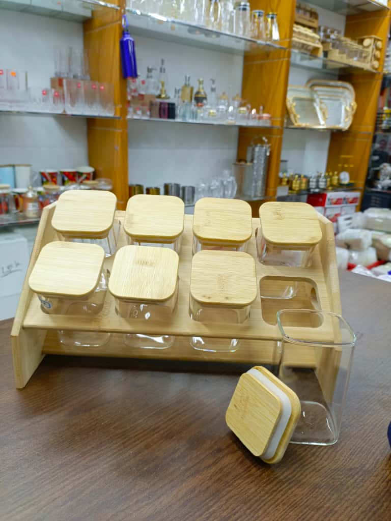 Multifunctional High Borosilicate Glass Airtight Jar Set with Bamboo Stand