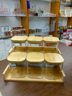 Multifunctional Eco-Friendly Glass Sealed Jar Set with Corner Bamboo Rack