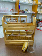 New Arrival Wooden 2 layer Spice Cabinet for Spice Jar Organizer in Kitchen Spice Rack Storage Holder Pine Wood