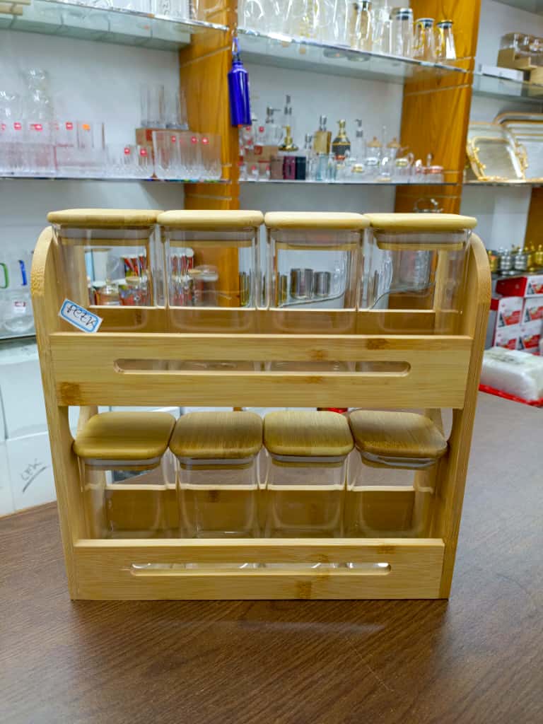 New Arrival Wooden 2 layer Spice Cabinet for Spice Jar Organizer in Kitchen Spice Rack Storage Holder Pine Wood