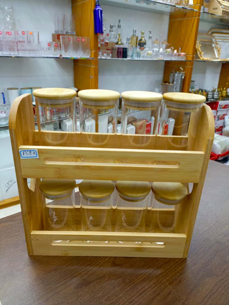 New Arrival Wooden 2 layer Spice Cabinet for Spice Jar Organizer in Kitchen Spice Rack Storage Holder Pine Wood