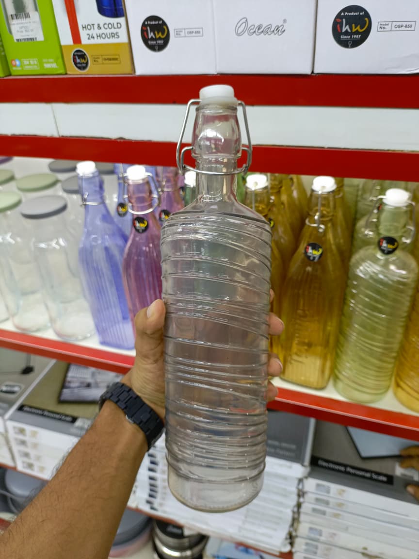 Quid Gaseosa Bottle – 1 Liter Mesh Air Blue | QD Premium Glass Water Bottle