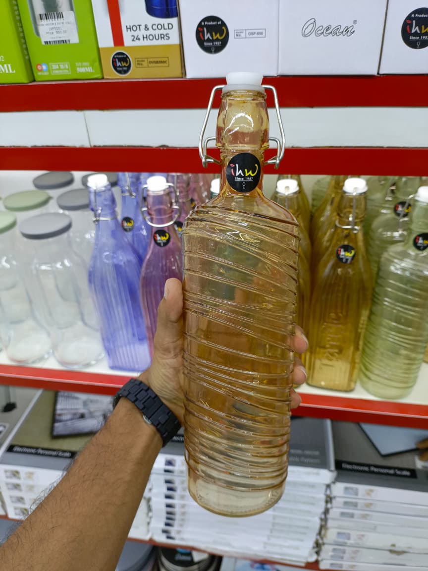 Quid Gaseosa Bottle – 1 Liter Mesh Air Blue | QD Premium Glass Water Bottle