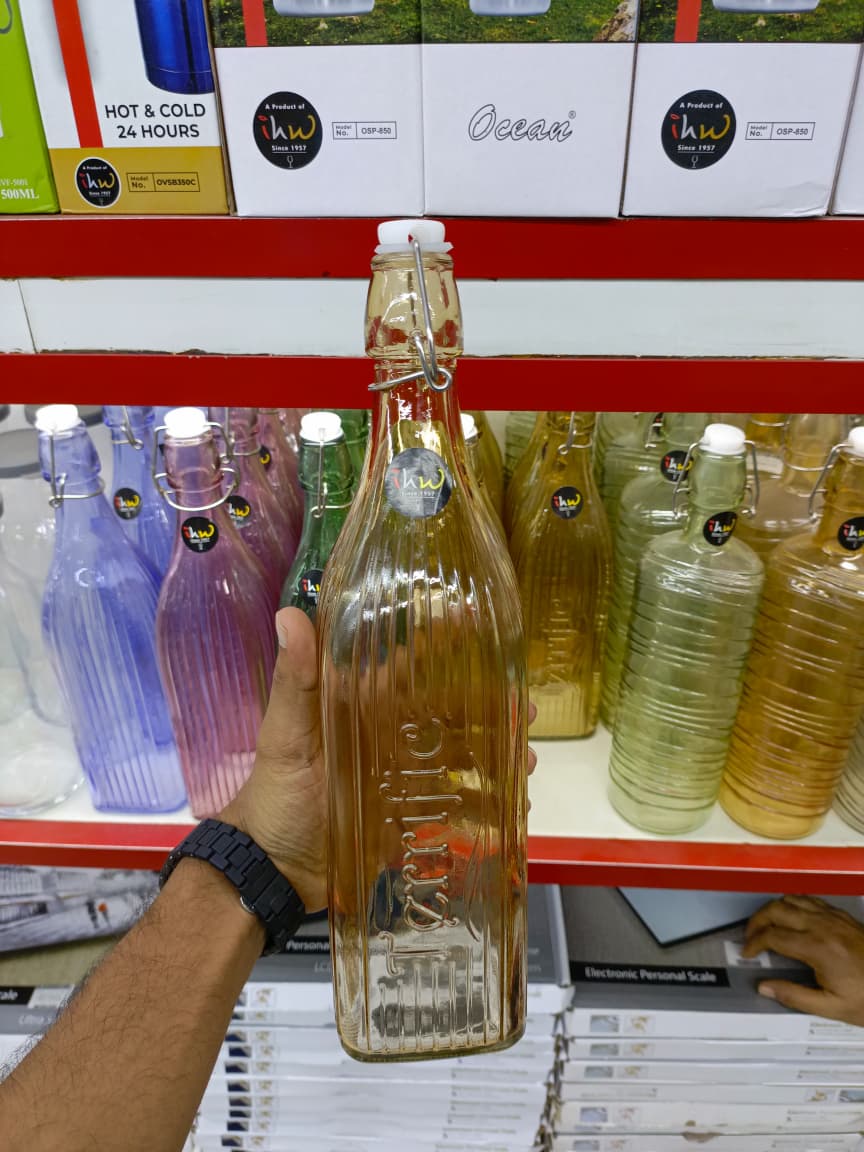 Quid Gaseosa 1L Square Green VIBA QD | Premium Glass Water & Juice Bottle