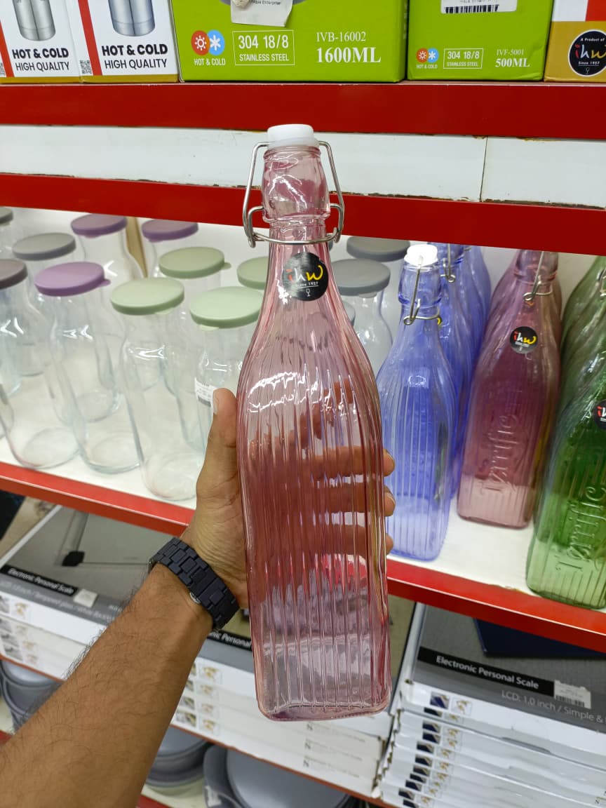 Quid Gaseosa 1L Square Green VIBA QD | Premium Glass Water & Juice Bottle