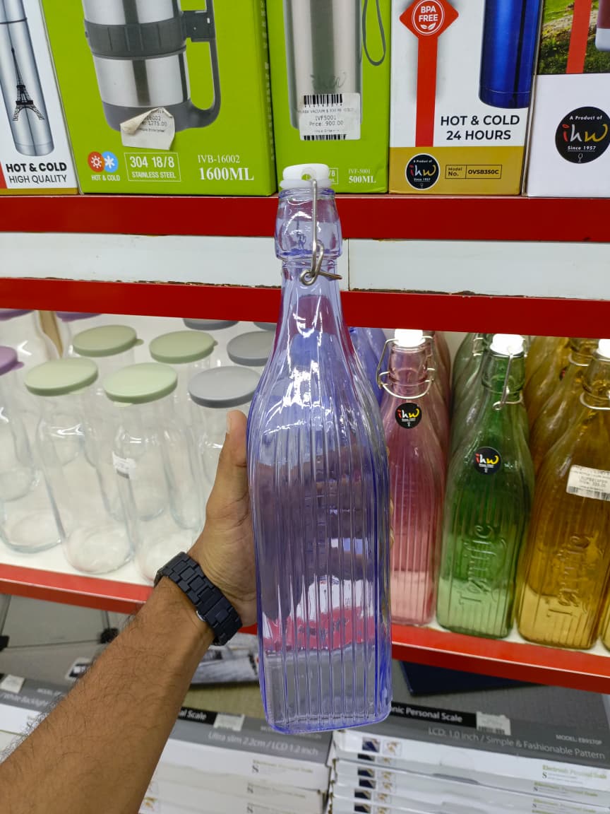 Quid Gaseosa 1L Square Green VIBA QD | Premium Glass Water & Juice Bottle