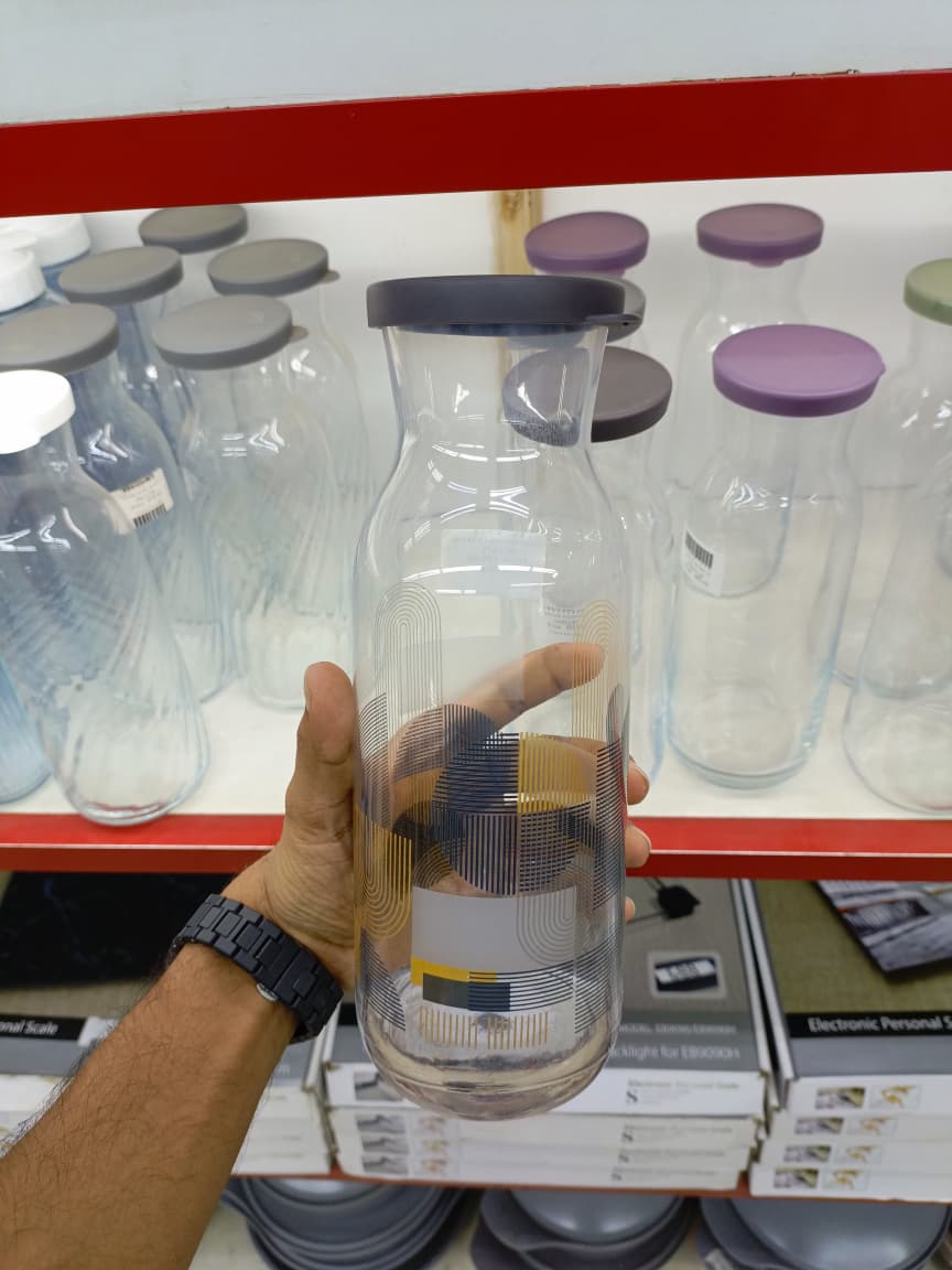 LAV Fonte Clear Glass Pitcher Carafe with Lid 1210ml