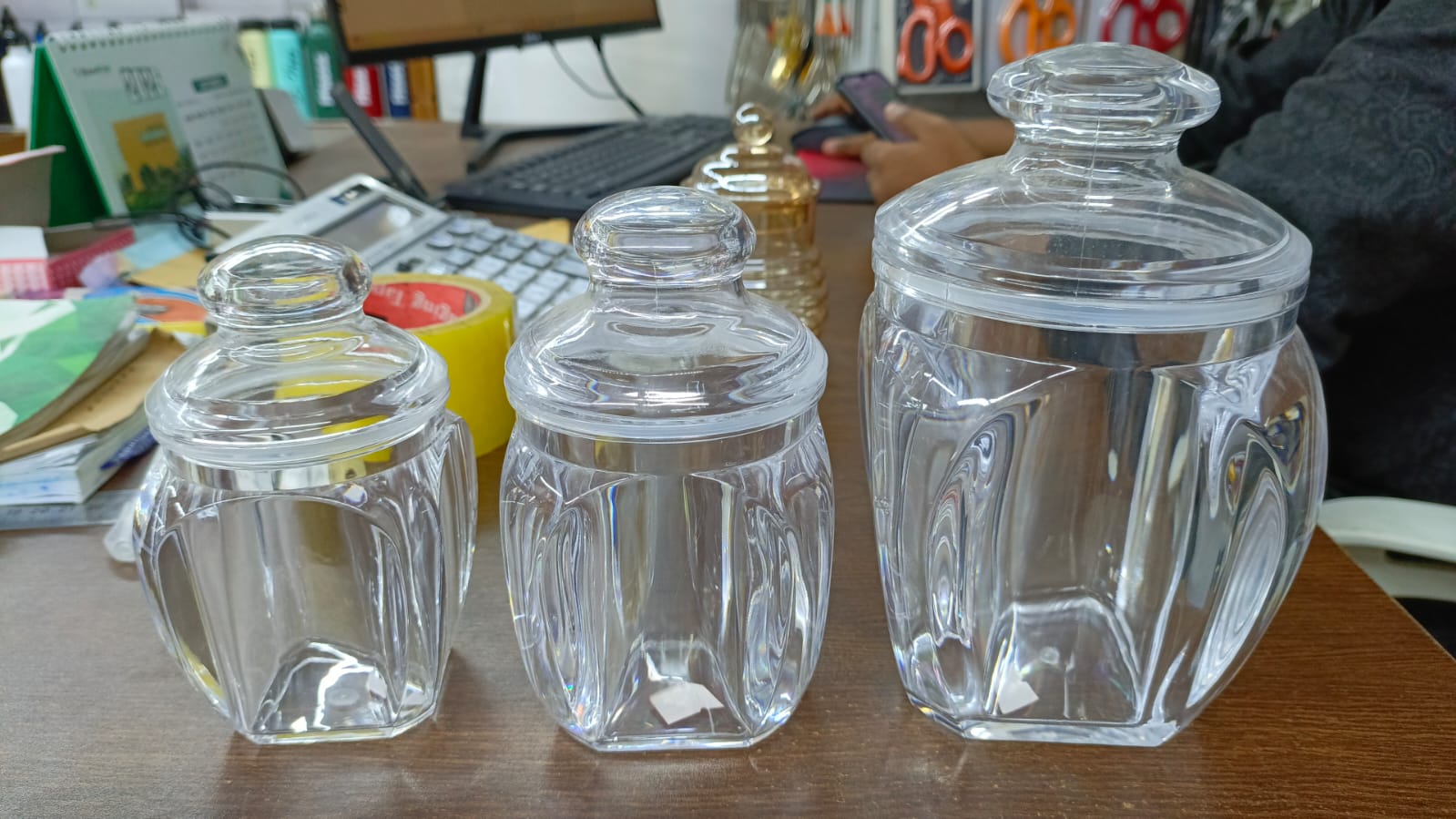 Plastic Acrylic Cookie &amp; Candy Jar Set for Kitchen Storage and Display