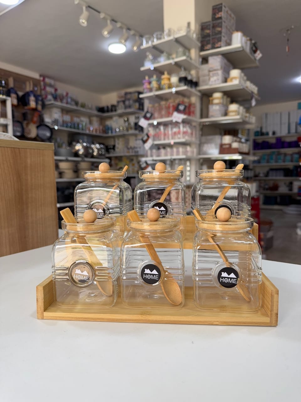 500ml Masala Jar Set with Wooden Spoon & Lid | Kitchen Spice Storage Container Set