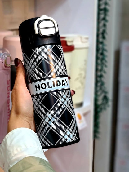 Insulated Stainless Steel Water Bottle with Straw Lid, 500ml Reusable Double Walled Vacuum Sports Thermos for Cold Water Drinks