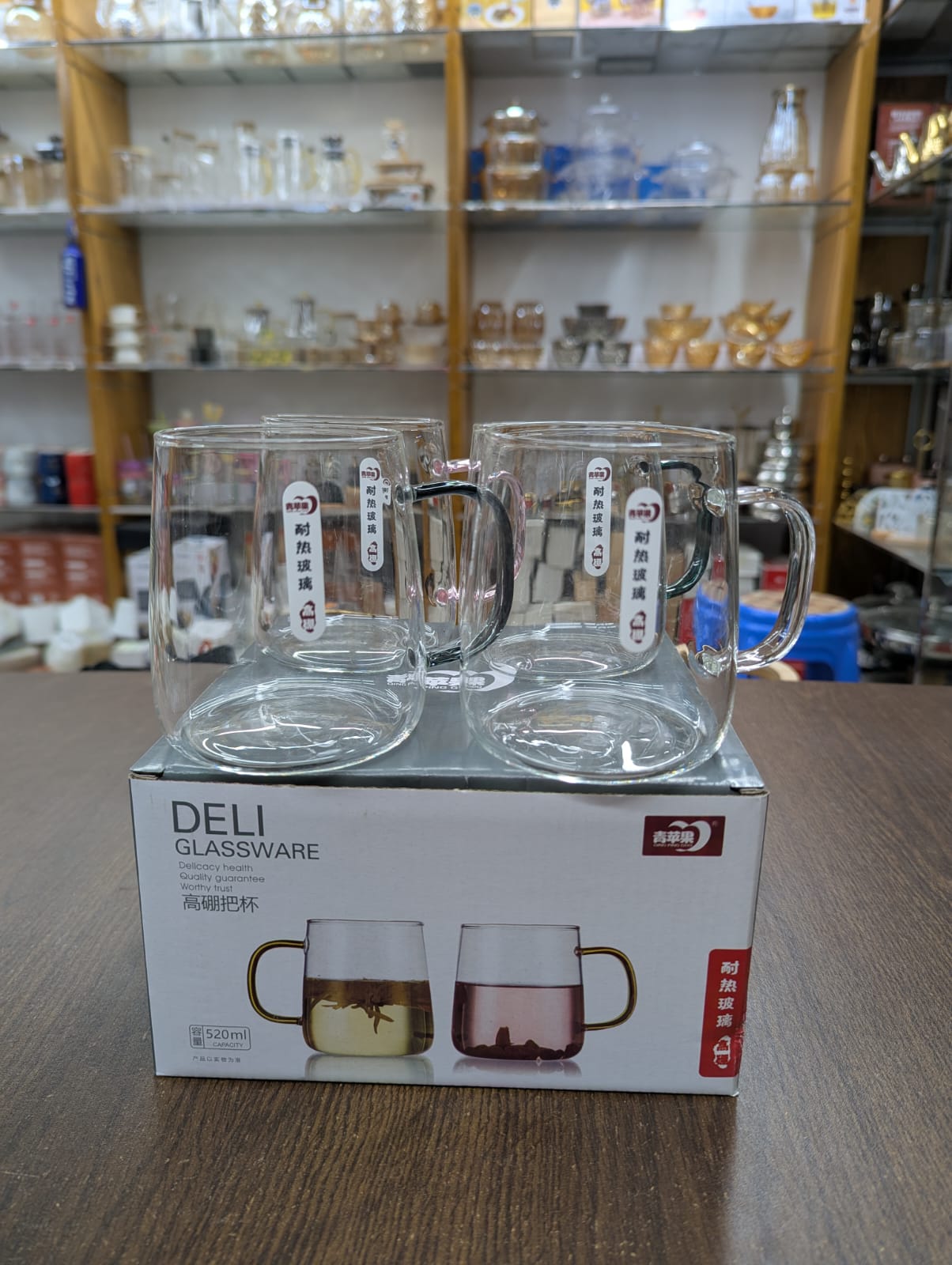 Deli Glassware Set – 520ml (4 Pcs Premium Drinking Glass Set)