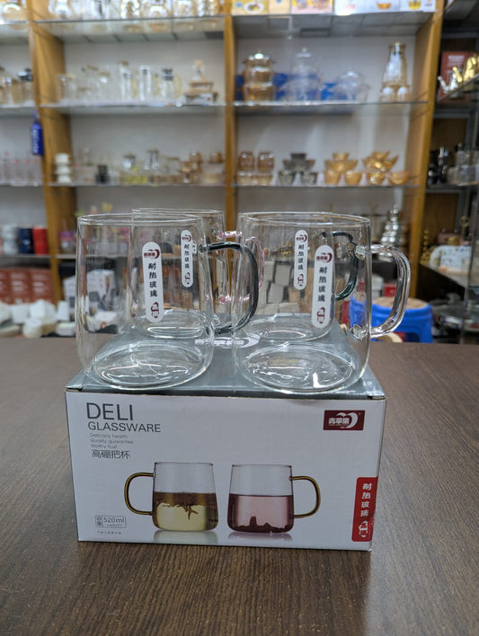 Deli Glassware Set – 520ml (4 Pcs Premium Drinking Glass Set)