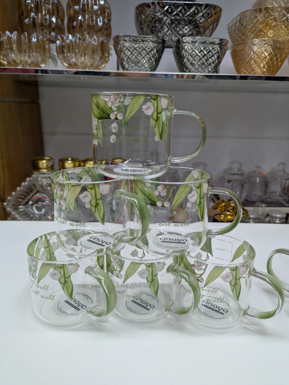 Floral Print Glass Set – 280ml (2 Pcs Drinking Glass Set)