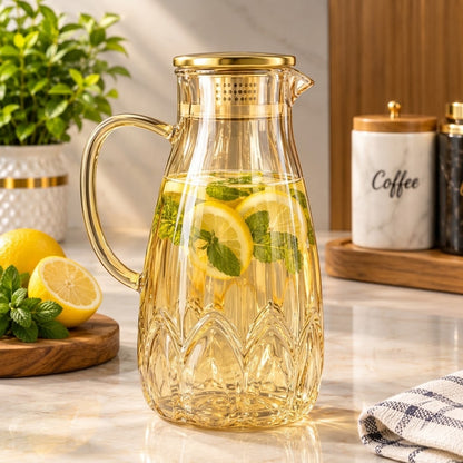 Elegant flower shaped transparent glass water jug