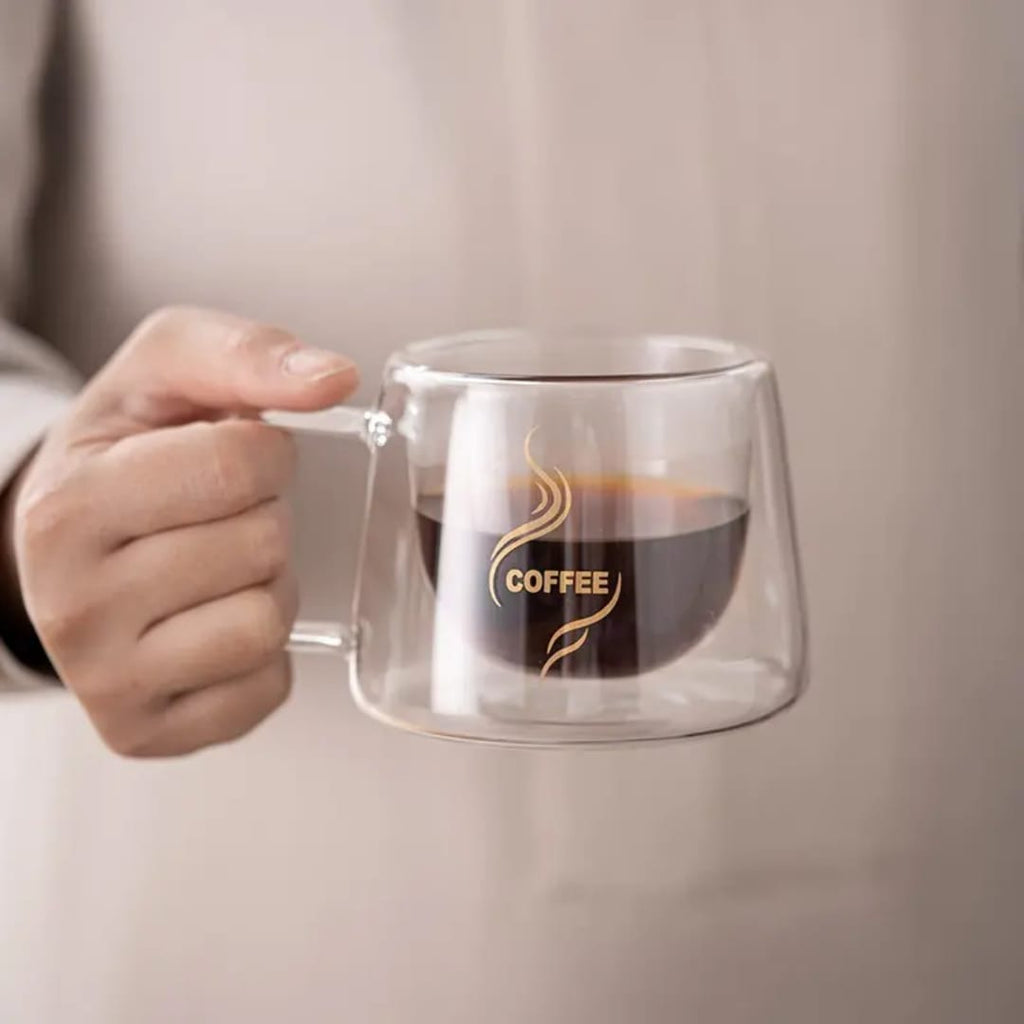 Double Wall Glass Coffee Mug – 200ml Clear Insulated Glass Cup for Espresso, Cappuccino &amp; Latte