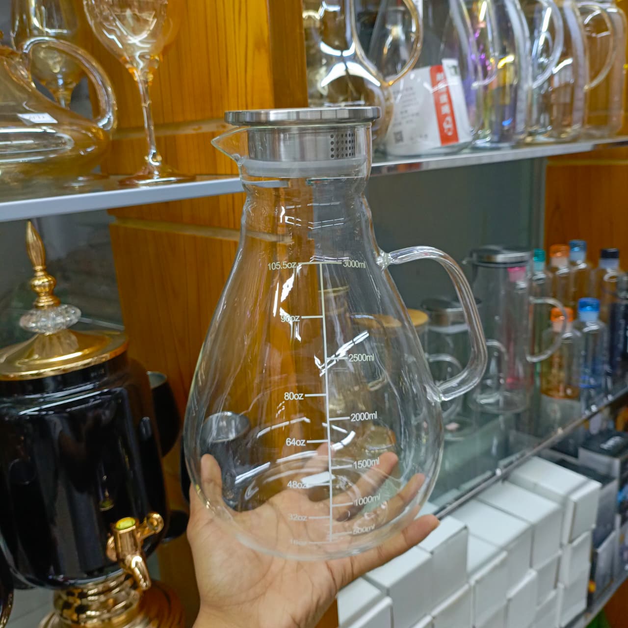 3000ml Crystal Clear Borosilicate Glass Jug – Large Capacity Water Pitcher