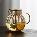 Pumpkin Ribbed Glass Pitcher