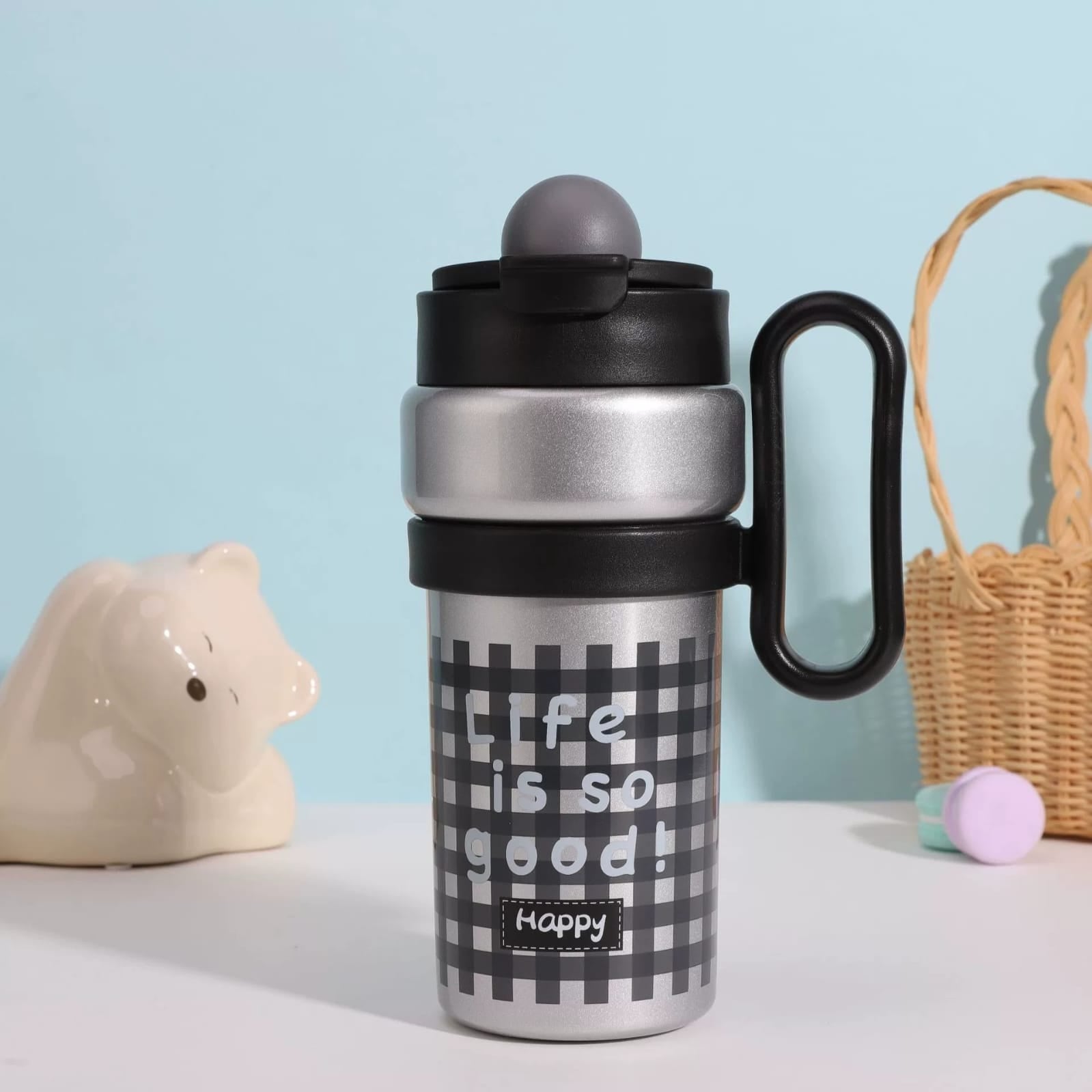 "Happy" & "Free" 900ml Vacuum Thermos - Double-Wall Insulated Stainless Steel Bottle