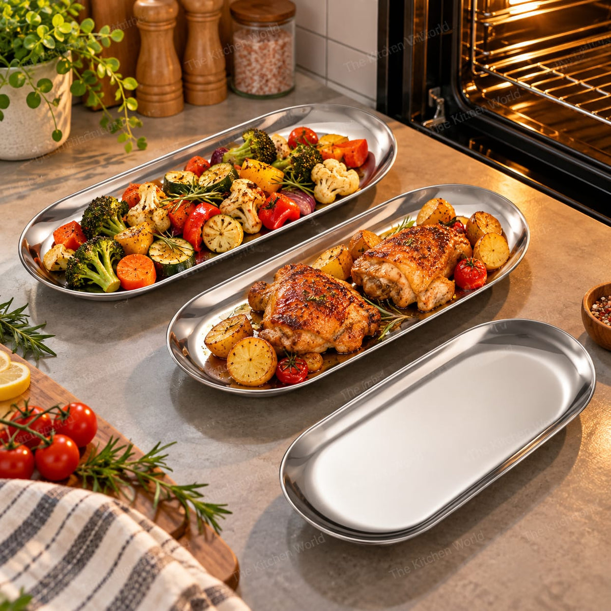 3-Piece Metal Serving Tray Set