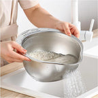 Stainless Steel Rice Washing Basin & Colander