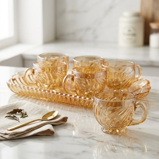 Red cherry colored glass teacup with transparent heat-resistant design