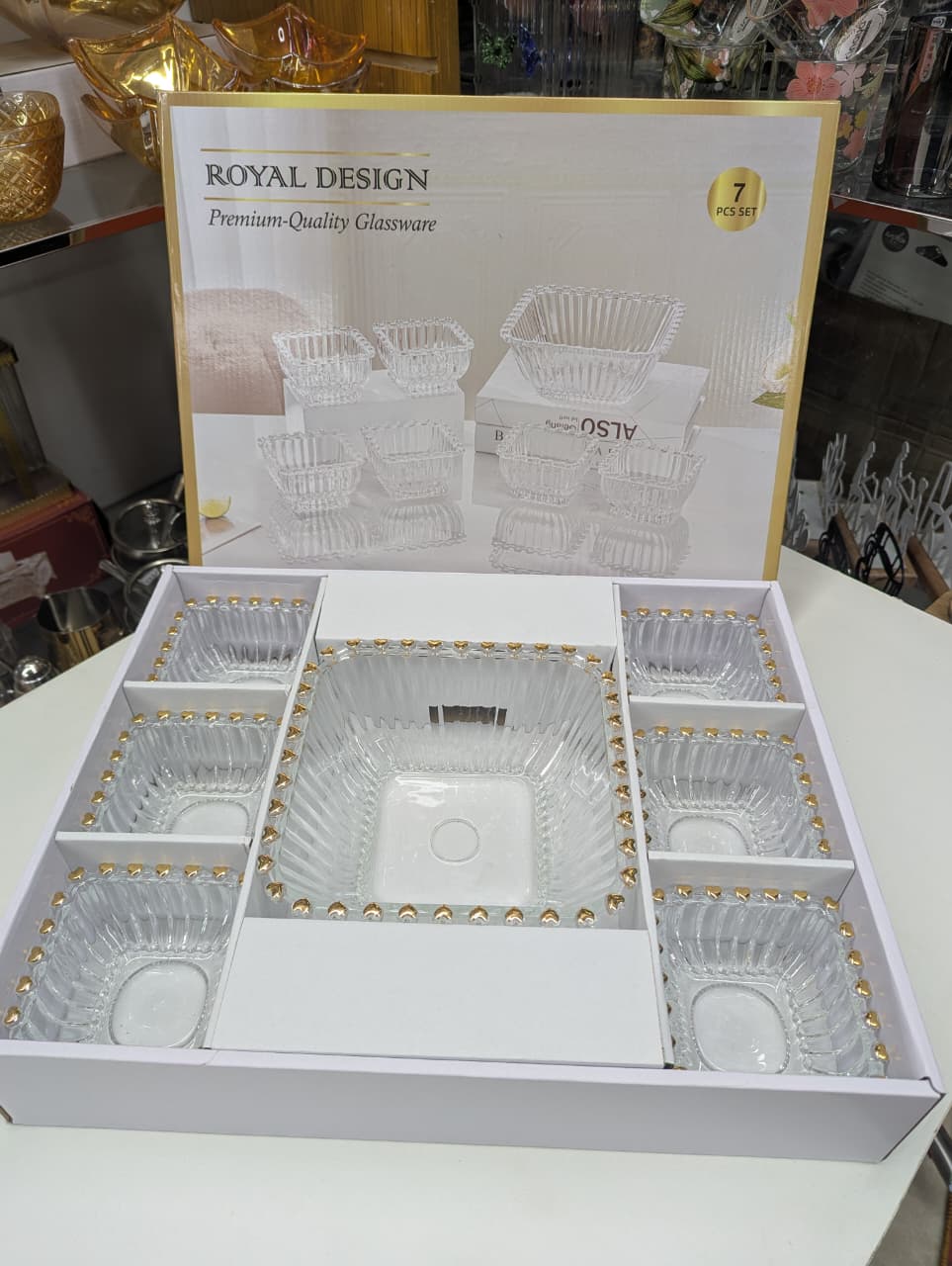 Premium Quality 7 Pc Glassware Bowl Set – Elegant Serving Bowl Set for Home & Dining