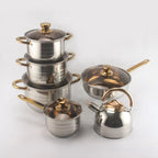 12 Pcs Stainless Steel Cookware Set with Lid