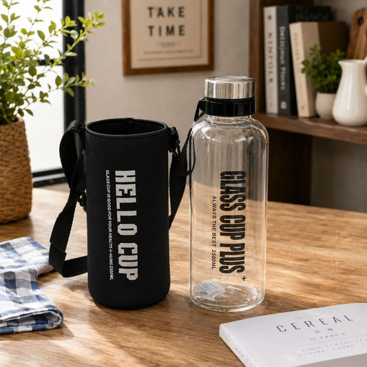 Large capacity reusable water bottle with protective cover, ideal for home, office, gym, sports, travel and outdoor activities.