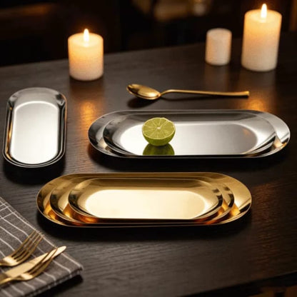 3-Piece Metal Serving Tray Set