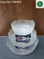 830ml Japanese-Style Iceberg Glass Bowl – Gold Rim Transparent Bowl