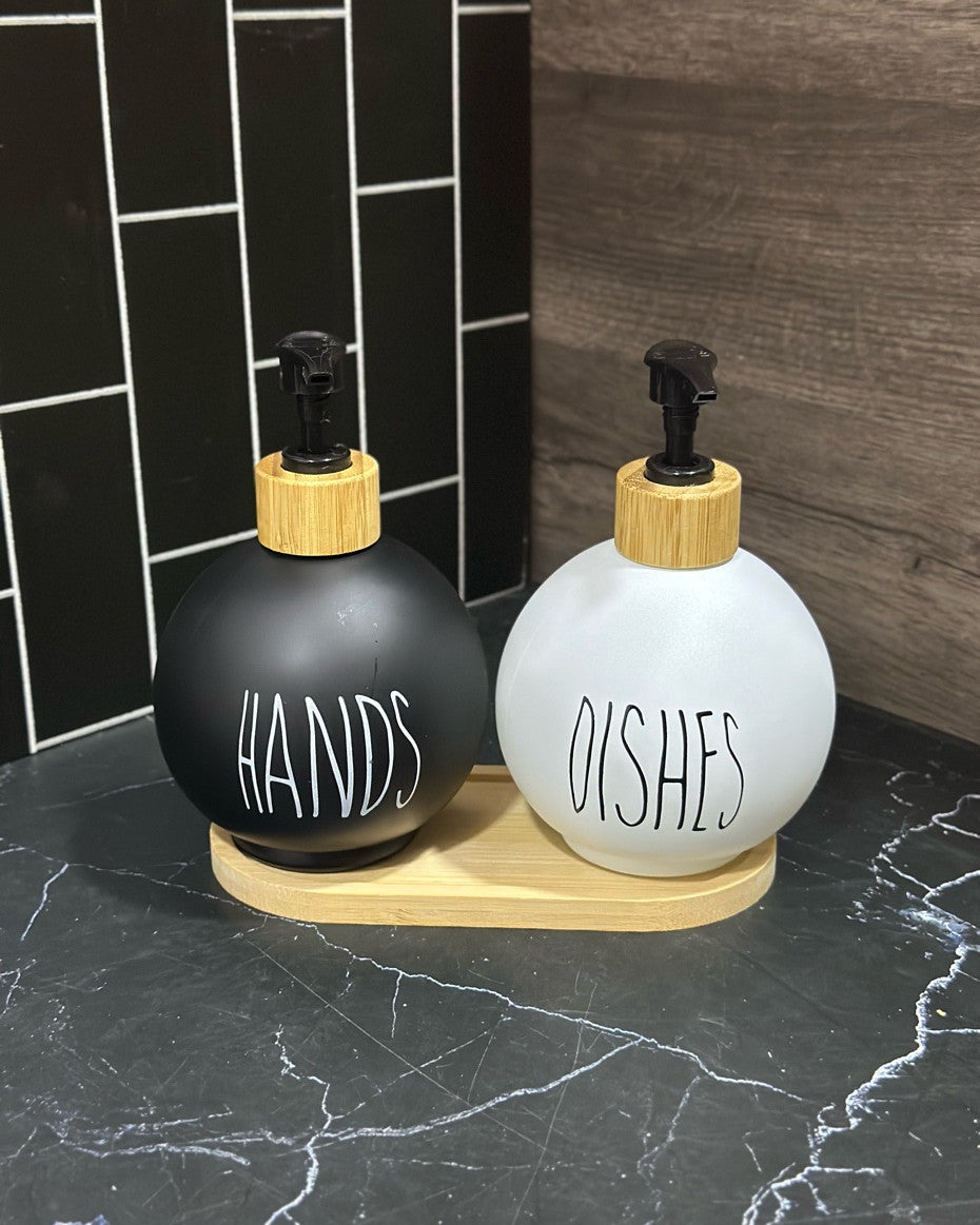 Round Glass Soap Dispenser Bottle – Kitchen Countertop Lotion &amp; Dish Soap Pump Bottle