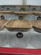 Kitchen Airtight Glass Food Storage Jars with Bamboo Lid – Square Transparent Containers