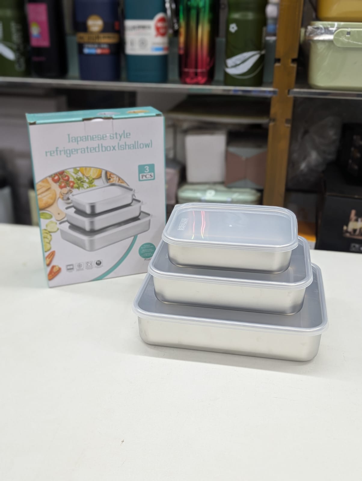3 Piece Stainless Steel Food Storage Container Set with Airtight Fiber Lid