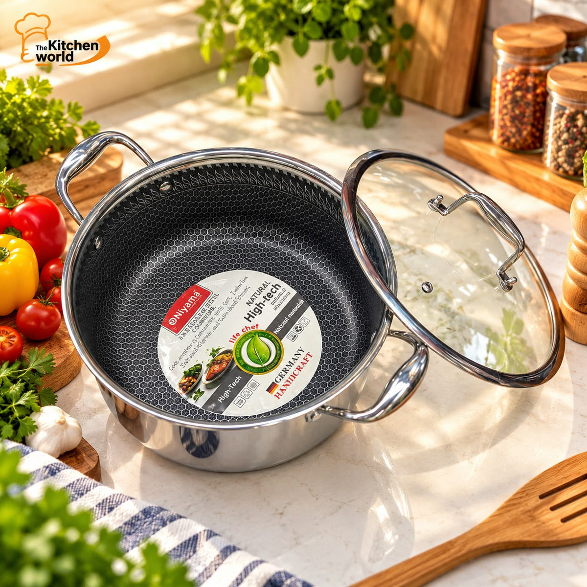 Premium 316 stainless steel honeycomb casserole for serving rice, curries, vegetables, and other homemade dishes.