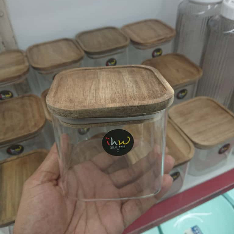 Kitchen Airtight Glass Food Storage Jars with Bamboo Lid – Square Transparent Containers