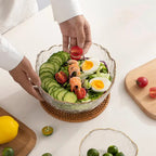 830ml Japanese-Style Iceberg Glass Bowl – Gold Rim Transparent Bowl