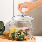 Cartoon Lid Flower Glass Cooking Pot – Heat Resistant &amp; Stove Safe