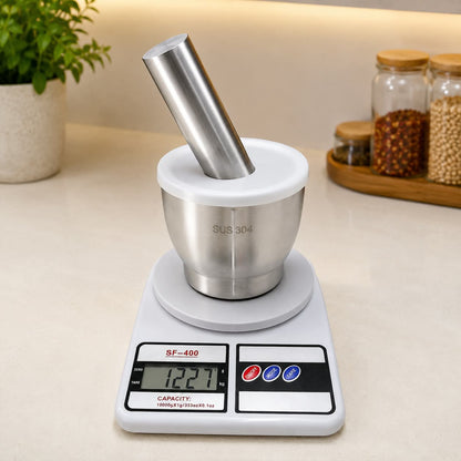 304 Stainless Steel Hamdista Mortar and Pestle | Garlic Crusher, Herb & Spice Grinding Bowl