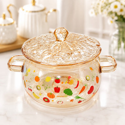 Hammer pattern clear borosilicate glass cooking pot
