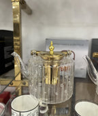 Glass Tea Pot with Tea Infuser Teapot Gold Heat Resistant Water Kettle for Coffee Flower Tea Teapots Home Kitchen Teawear