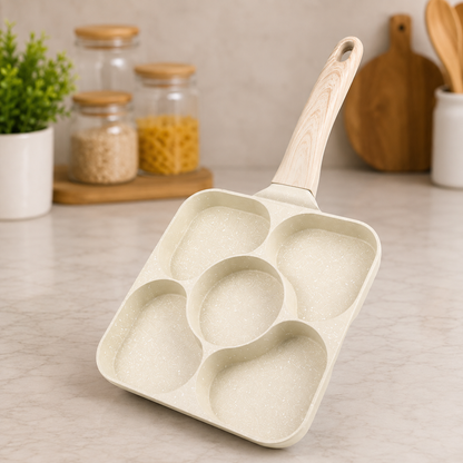 5-Hole Heart-Shaped Non-Stick Egg Pan | Pancake, Omelet & Mini Cake Breakfast Skillet