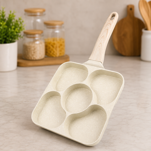 5-Hole Heart-Shaped Non-Stick Egg Pan | Pancake, Omelet & Mini Cake Breakfast Skillet