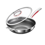 Silver Stainless Steel Non-Stick Wok Pan for Kitchen