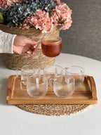 6 Pcs Ice Emboss Glass Mug Set – 300ml Premium Transparent Drinkware