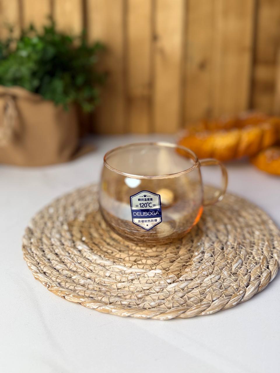 Delisoga Golden Glass Tea Cup – High-Quality Borosilicate Glass