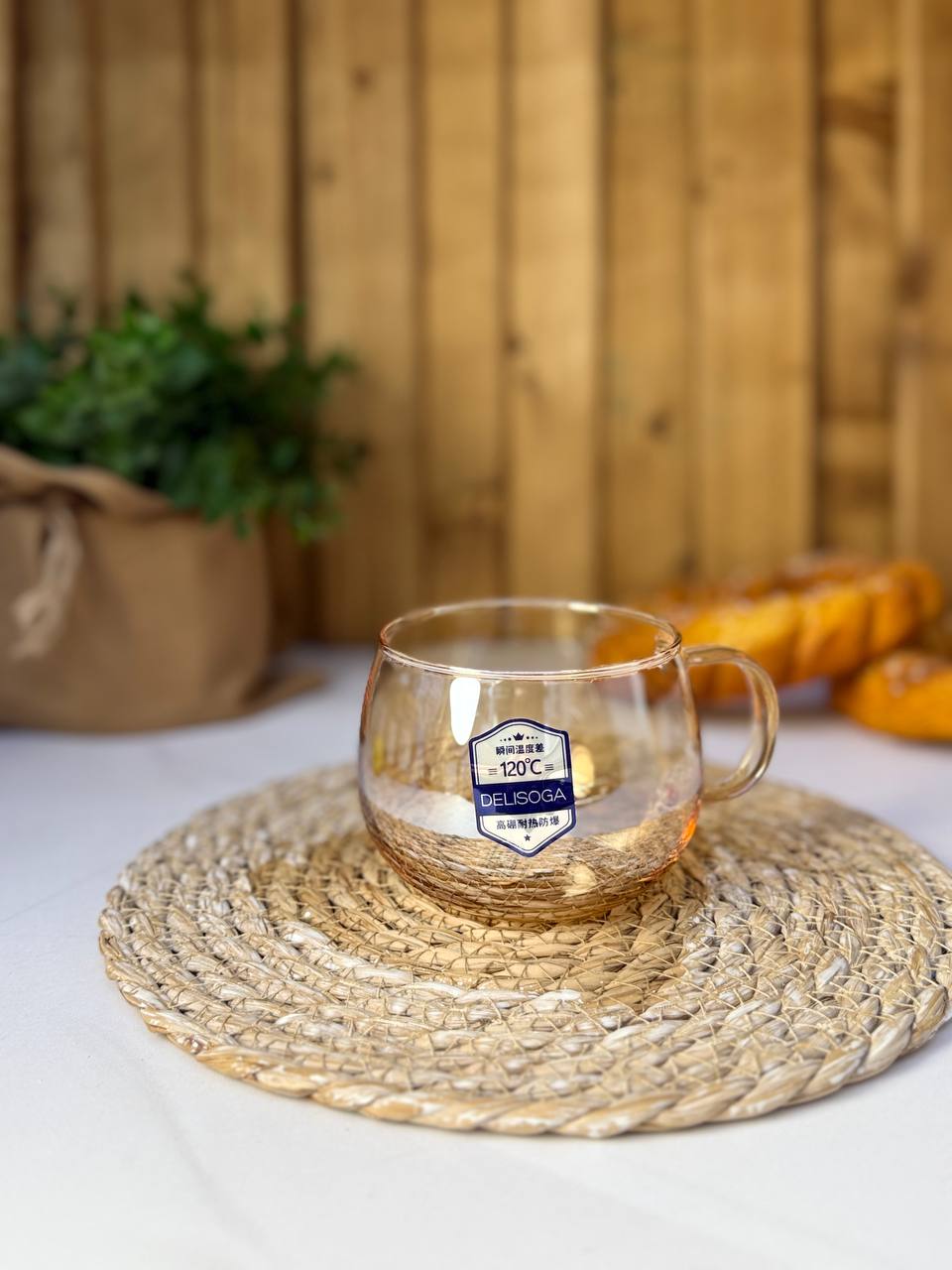 Delisoga Golden Glass Tea Cup – High-Quality Borosilicate Glass