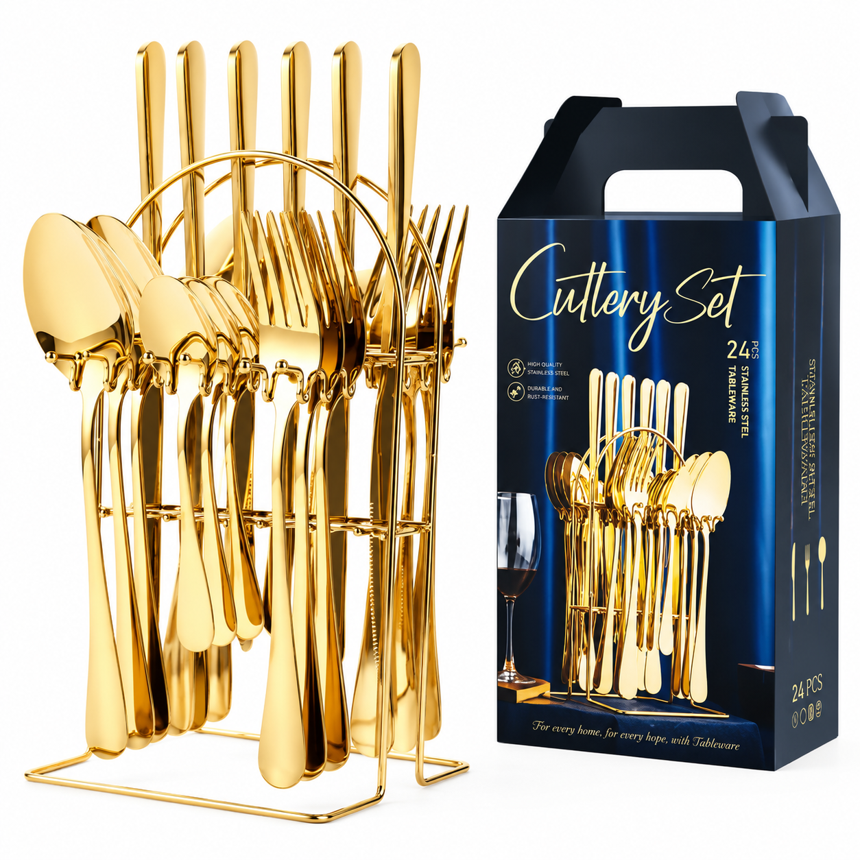 Golden elegance: premium cutlery set