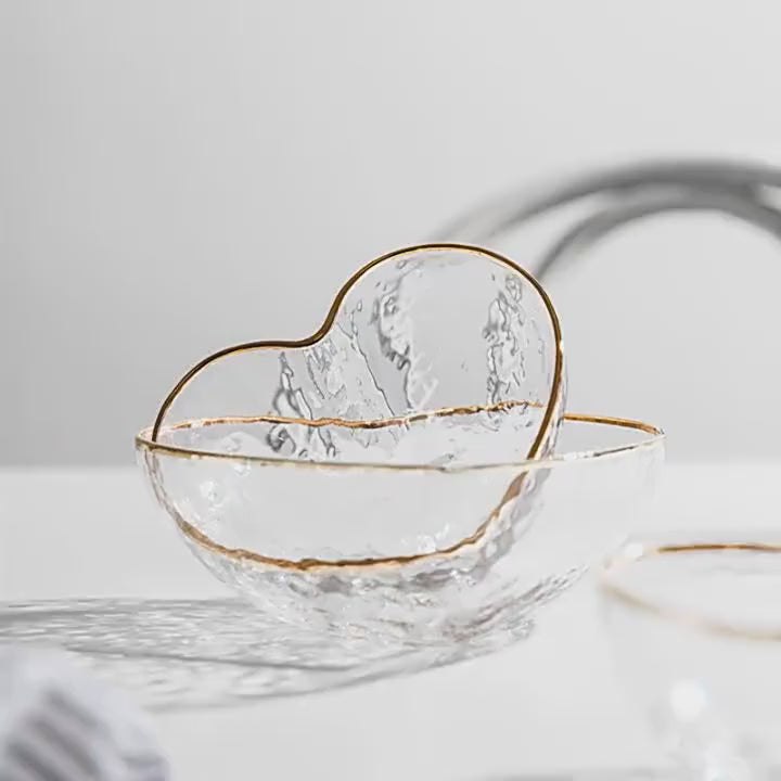 830ml Japanese-Style Iceberg Glass Bowl – Gold Rim Transparent Bowl